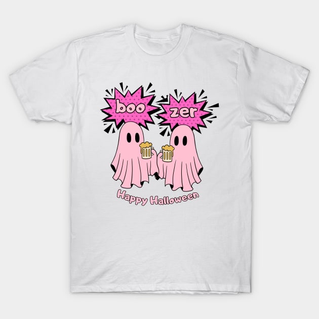 Pink Ghost boozer T-Shirt by CyberFather